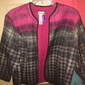 Black/Pink Quilted Plus Size Jacket from Catherine